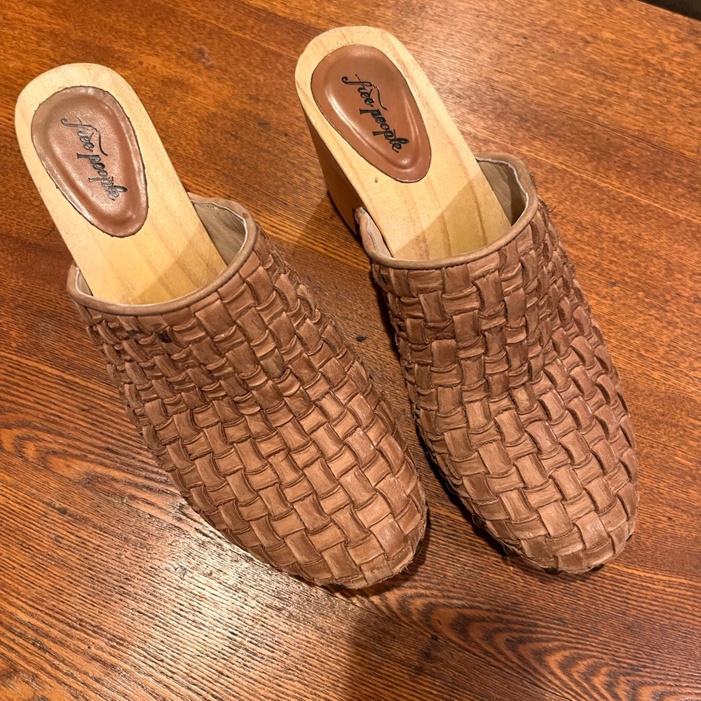 Free People woven leather mules